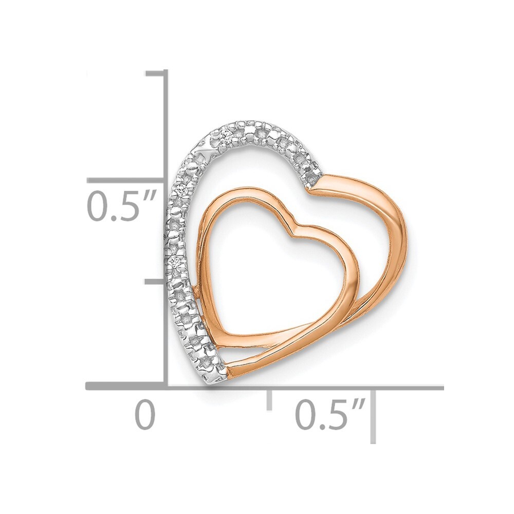 14K Rose Gold .01ctw. Diamond Double Heart Chain Slide Pendant