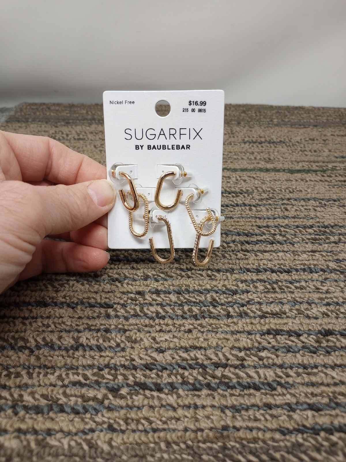 SUGARFIX by BaubleBar Gold Tone Huggie Hoop Earring 3 Pairs New Nickel Free