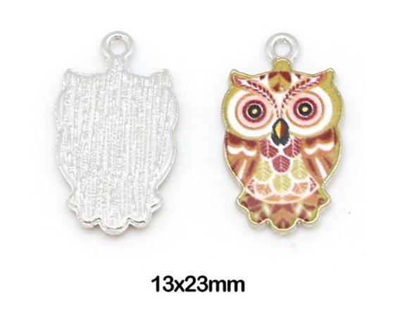 Owl Charms Blue Pink Brown Green Fits European Bracelet or Zipper Pulls DIY