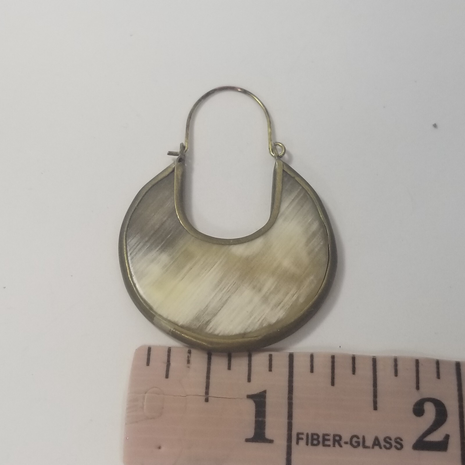 Vintage Boho Gold Tone See Through White Clear Hoop Dangle Earrings
