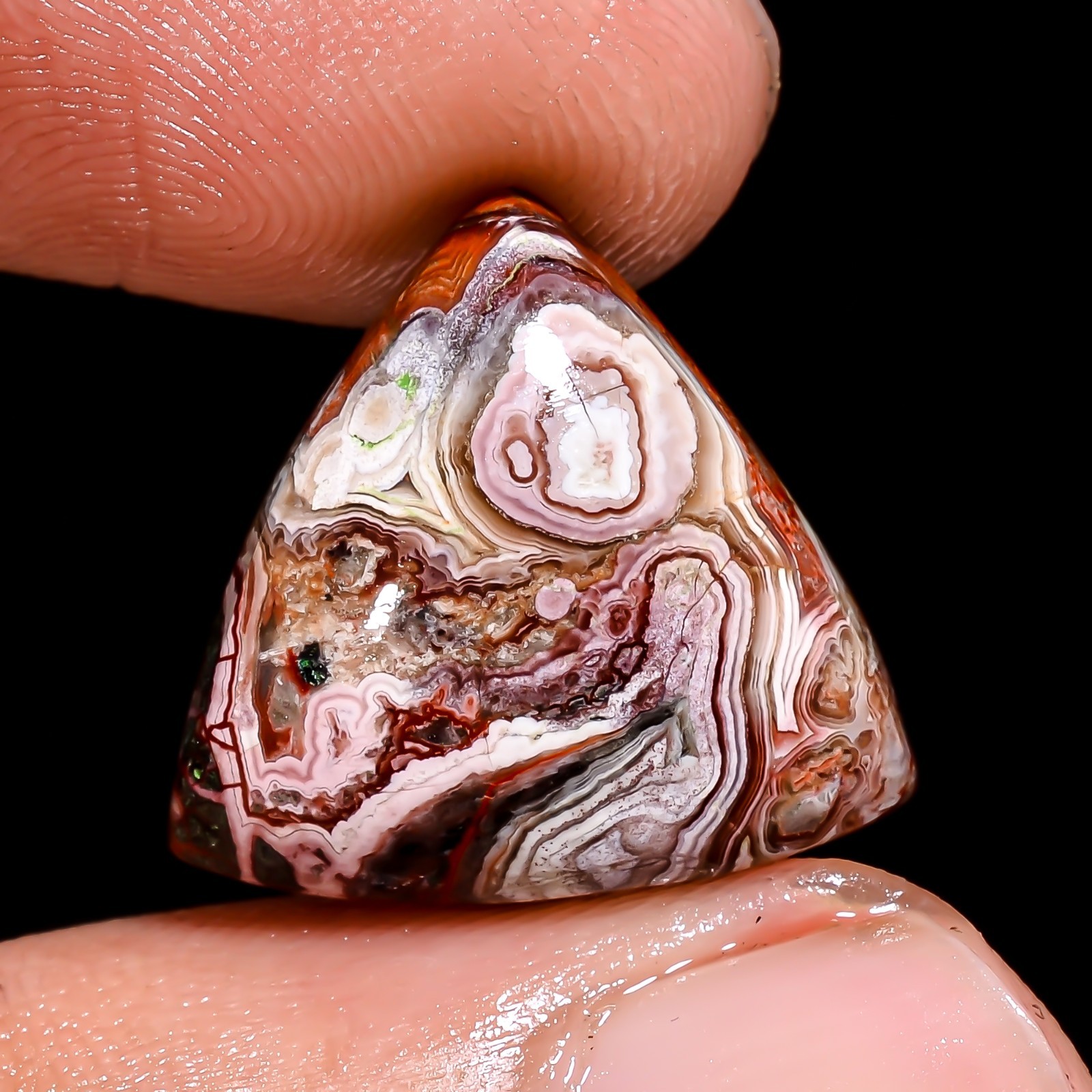 Natural Crazy Lace Agate Triangle Cabochon Loose Gemstone 16X16X5 MM 9.5 Cts.