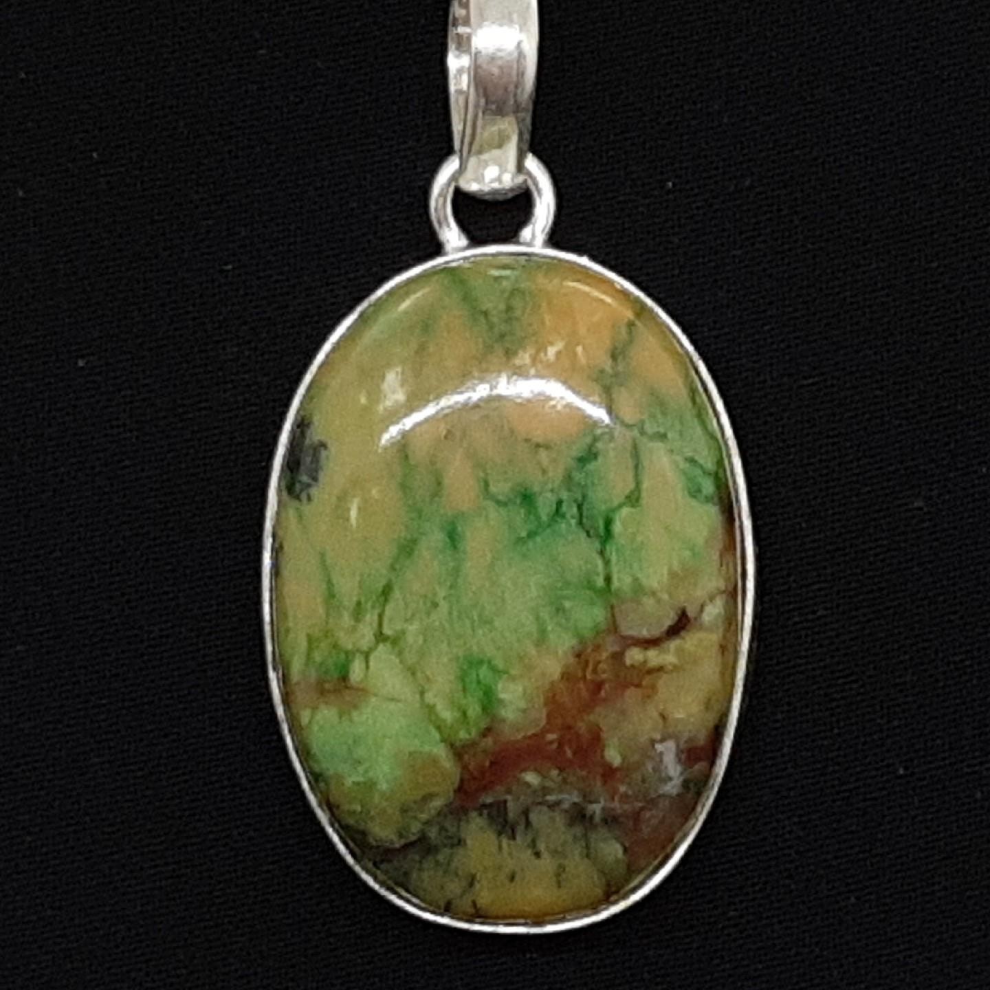 LARGE 24.00ctw Agate Cabochon Silver Pendant 9.6g