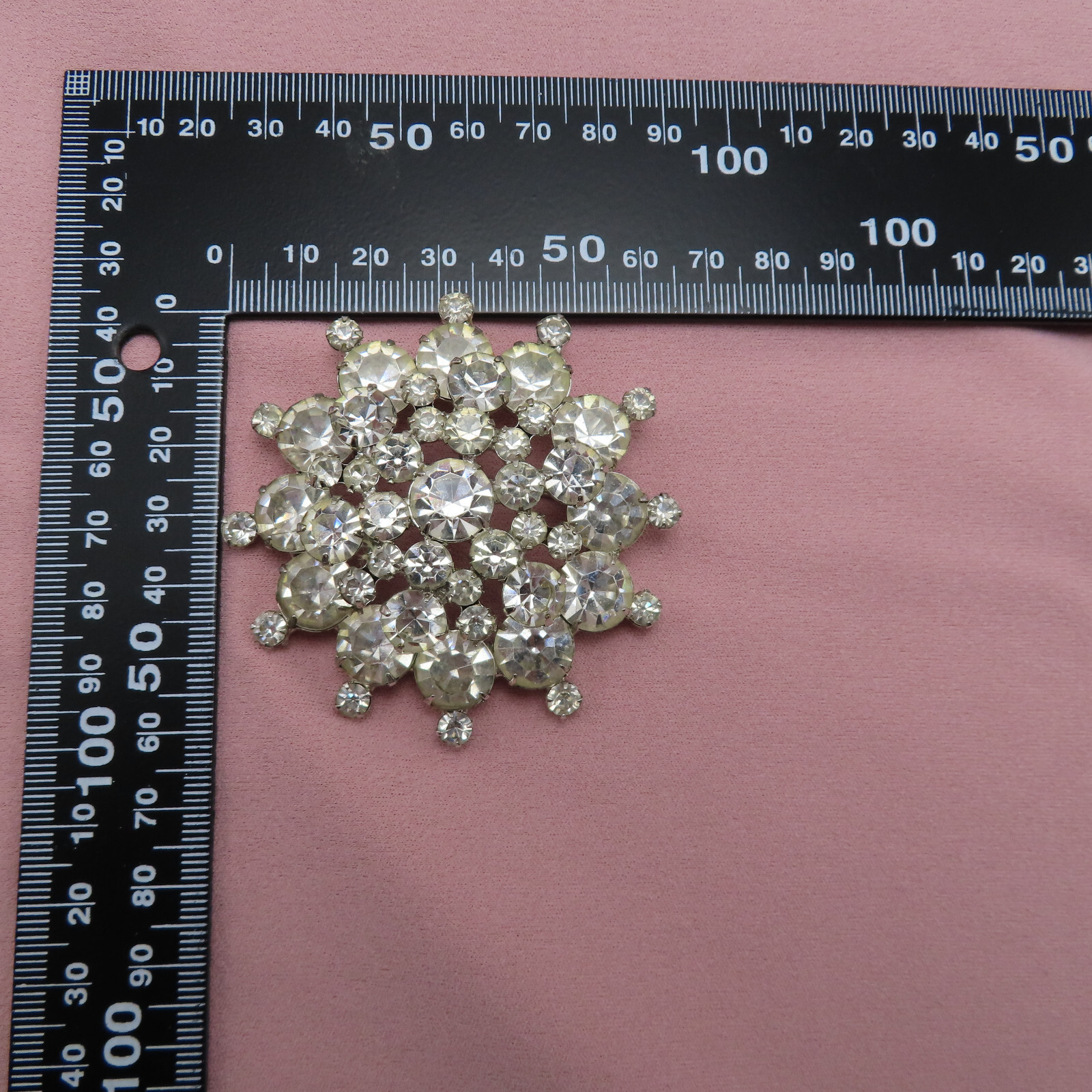 Juliana Rhinestone Vintage Brooch Pin Clear Faceted Crystal 2.5 inch Dome 147h