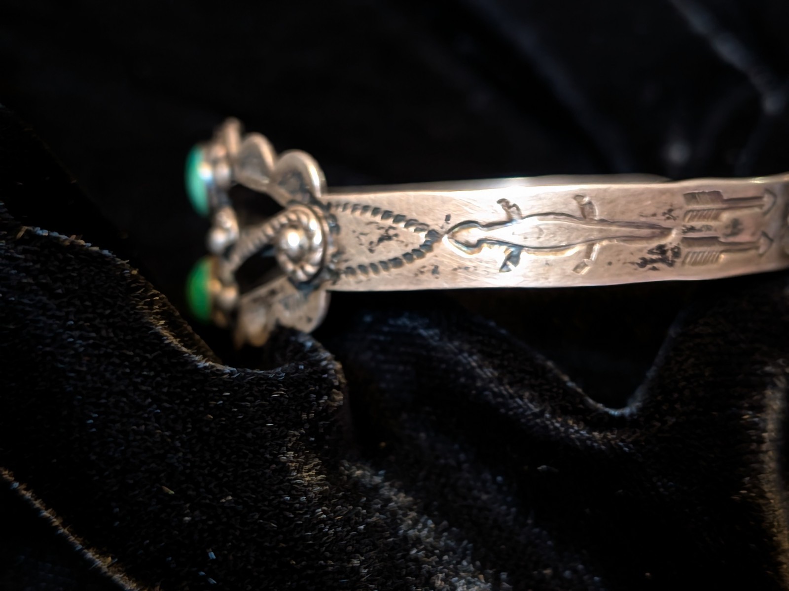 Vintage Fred Harvey Era Southwestern Sterling Silver Turquoise Cuff Bracelet
