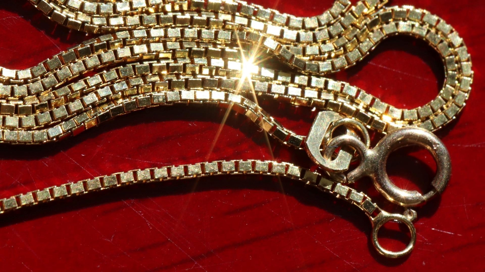 14k yellow gold necklace 18.0″ box link chain vintage handmade 2.6gr N2801