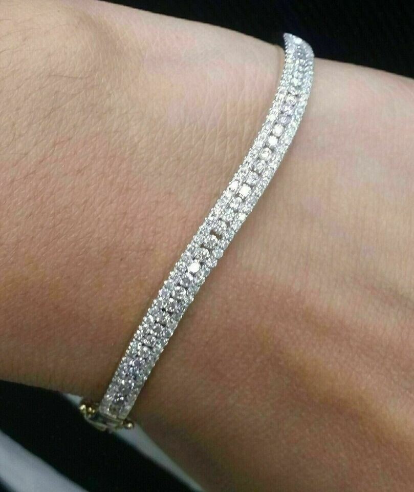 15Ct Round Cut Lab Created Diamond Tennis Bracelet 14k Yellow Gold Plated Silver