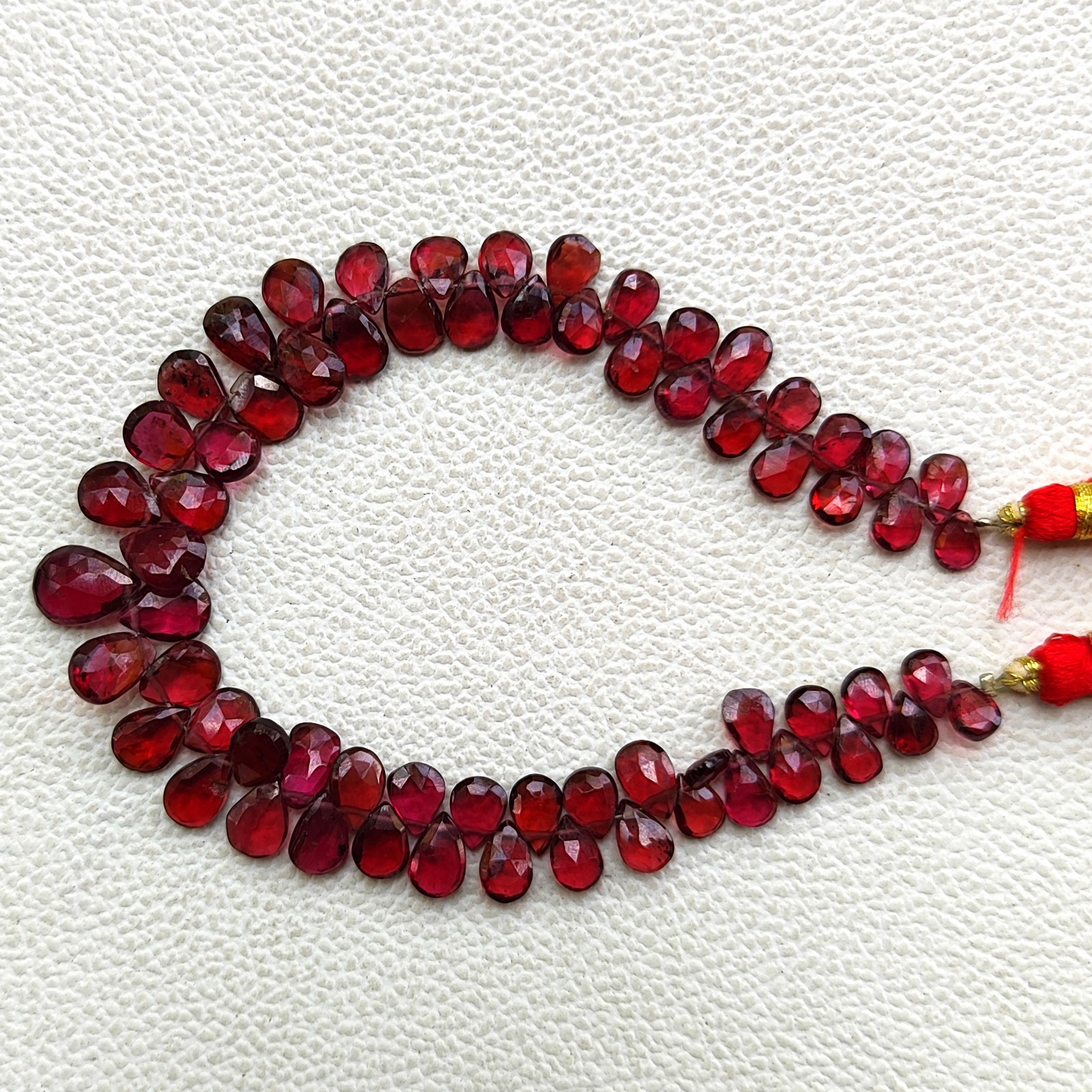 Red Mozambique Garnet Faceted Pear Briolette Beads 7×5 to 11×8 mm 8″ Gem Strand