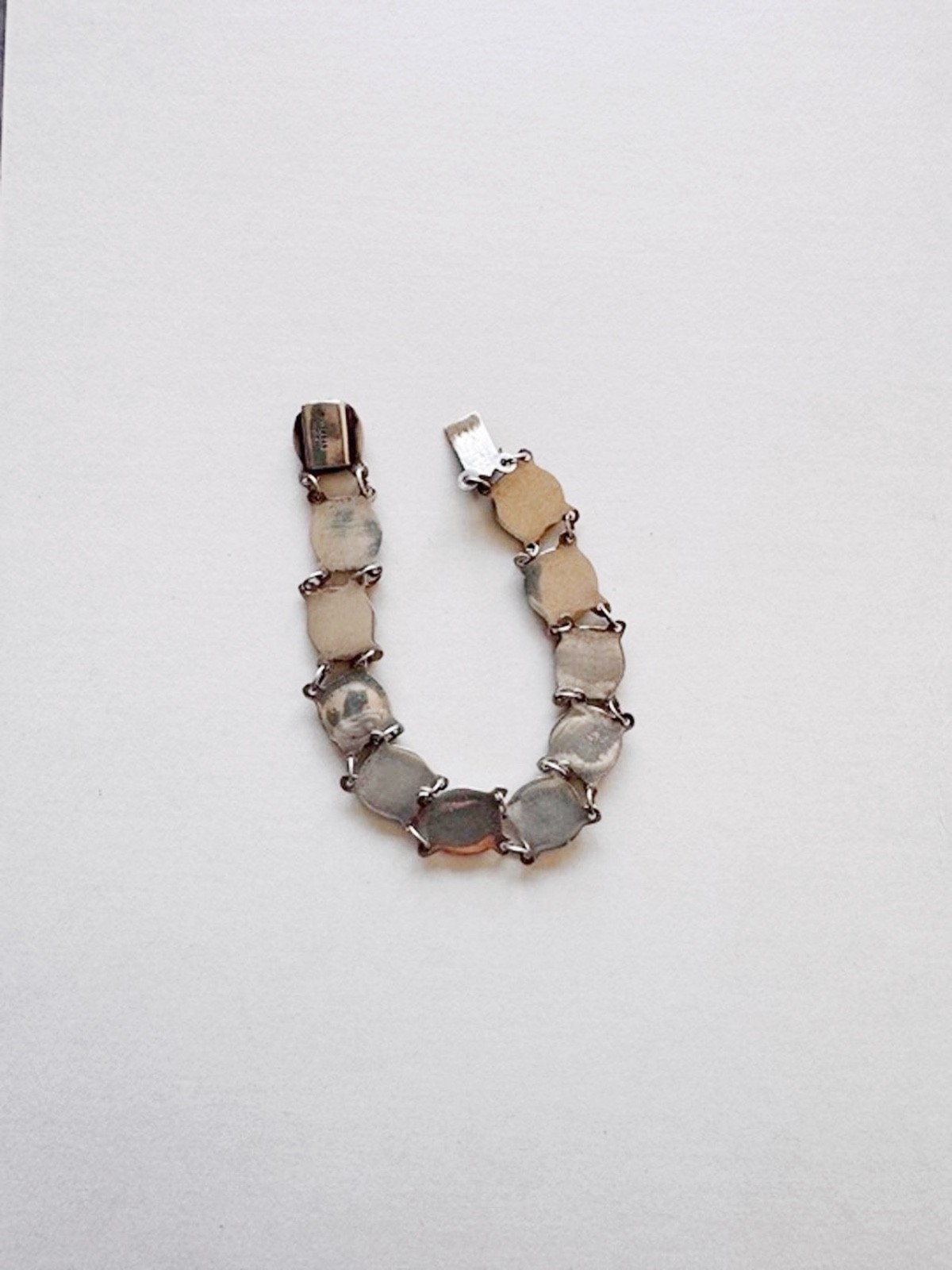 Vintage Sterling Silver 925 Carved Intaglio Panel Link Bracelet 7.5” 16.3g