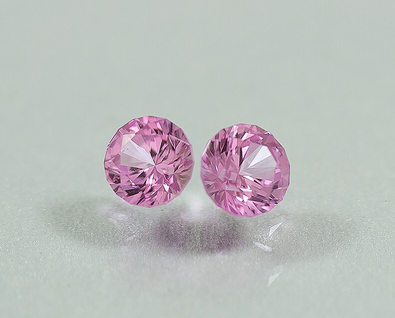 Pink Spinel. Matched Pair. Lab Created. 8 mm. 6.60 cts. Barion Cut. Awesome…