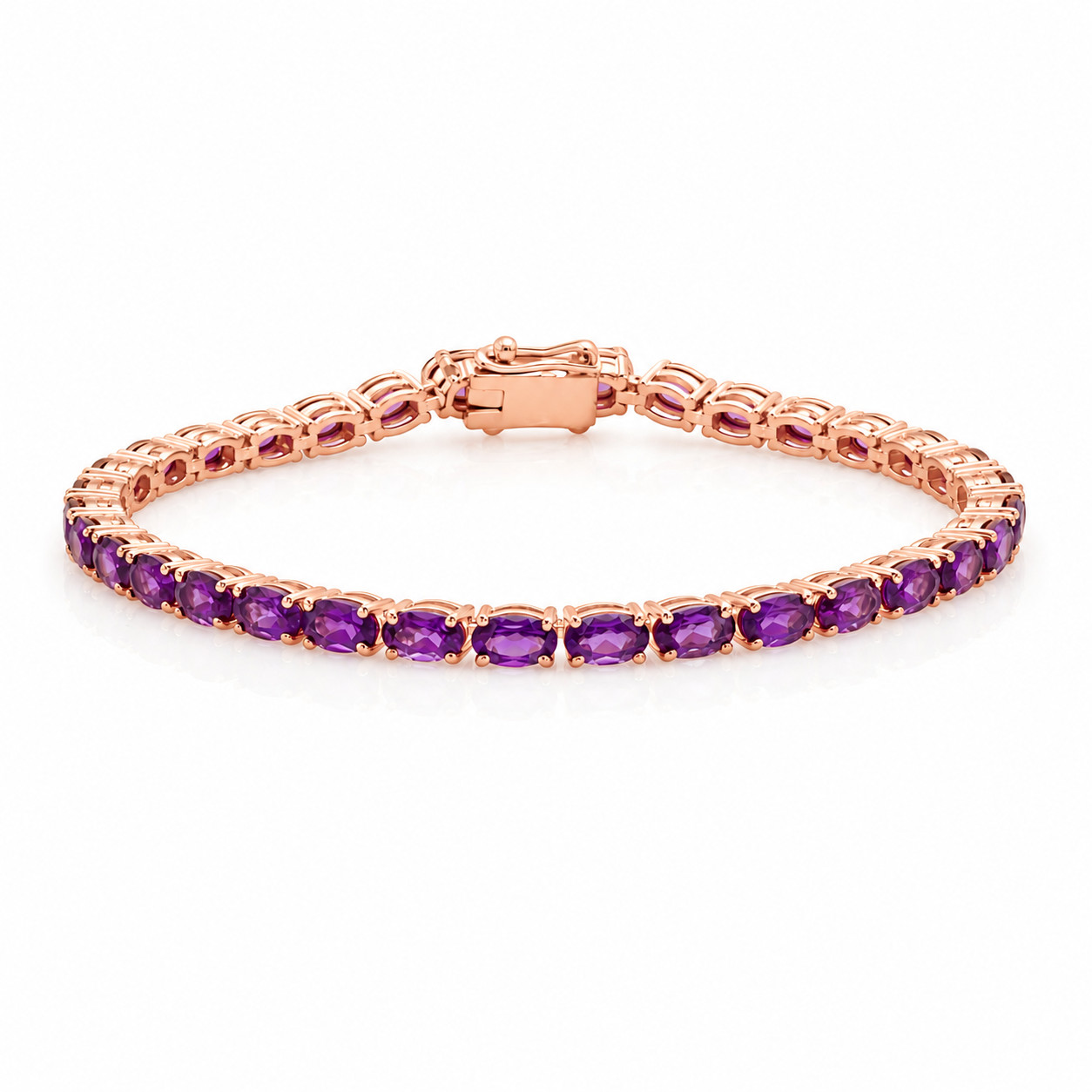 7.88ctw Amethyst Tennis Bracelet 925 Sterling Silver Stone 3*5mm | Size 7 In