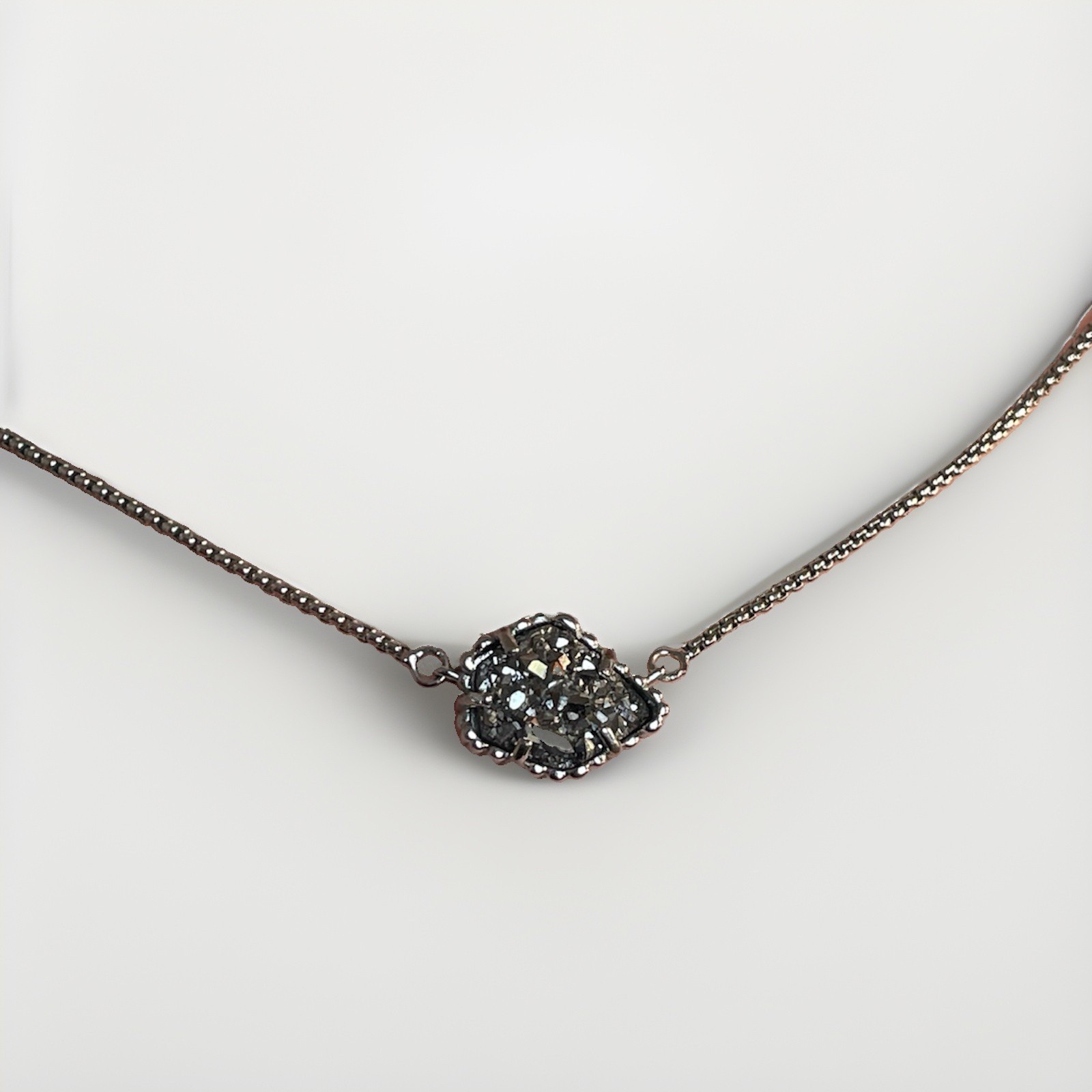 Kendra Scott Adjustable Gray Druzy Silver-Toned Necklace