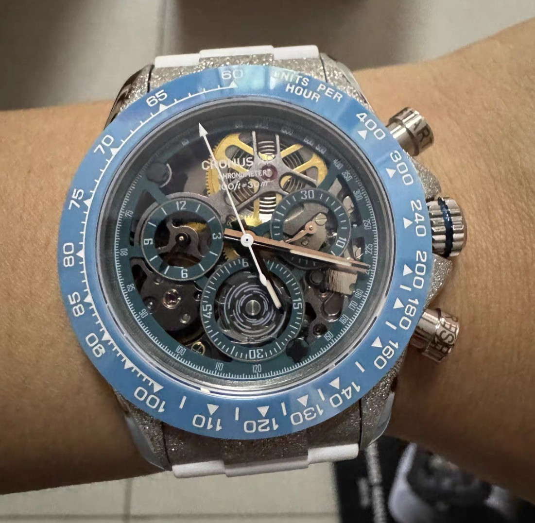 CRONUSART Men Chronograph Watch 42mm Automatic Mechanical Wristwatch Skeleton