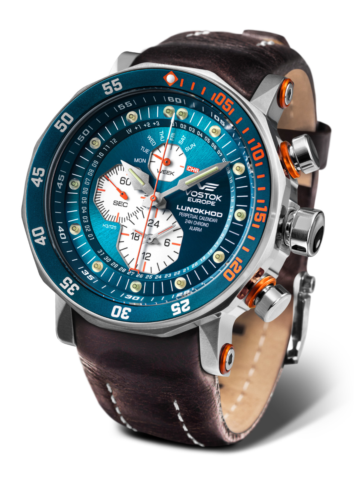 Vostok Europe Lunokhod YM86-620A636 Turquoise Blue Diver Wristwatch 49mm