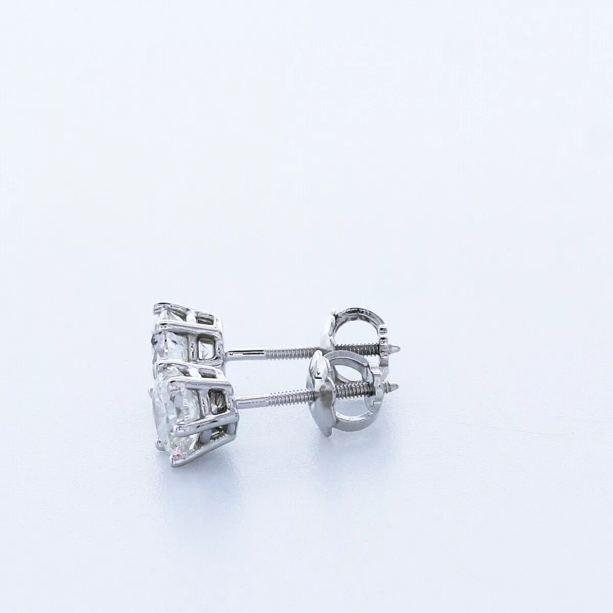 Stud Earrings Solid 14K White Gold Classic 1.03 CT Round Natural Diamond F SI1