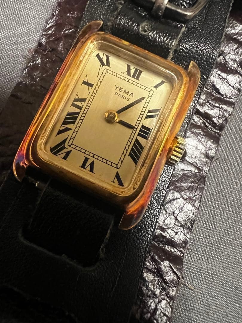 YEMA PARIS Vintage Blue Square Hand Wind Mechanical Wristwatch Watch No Box r#