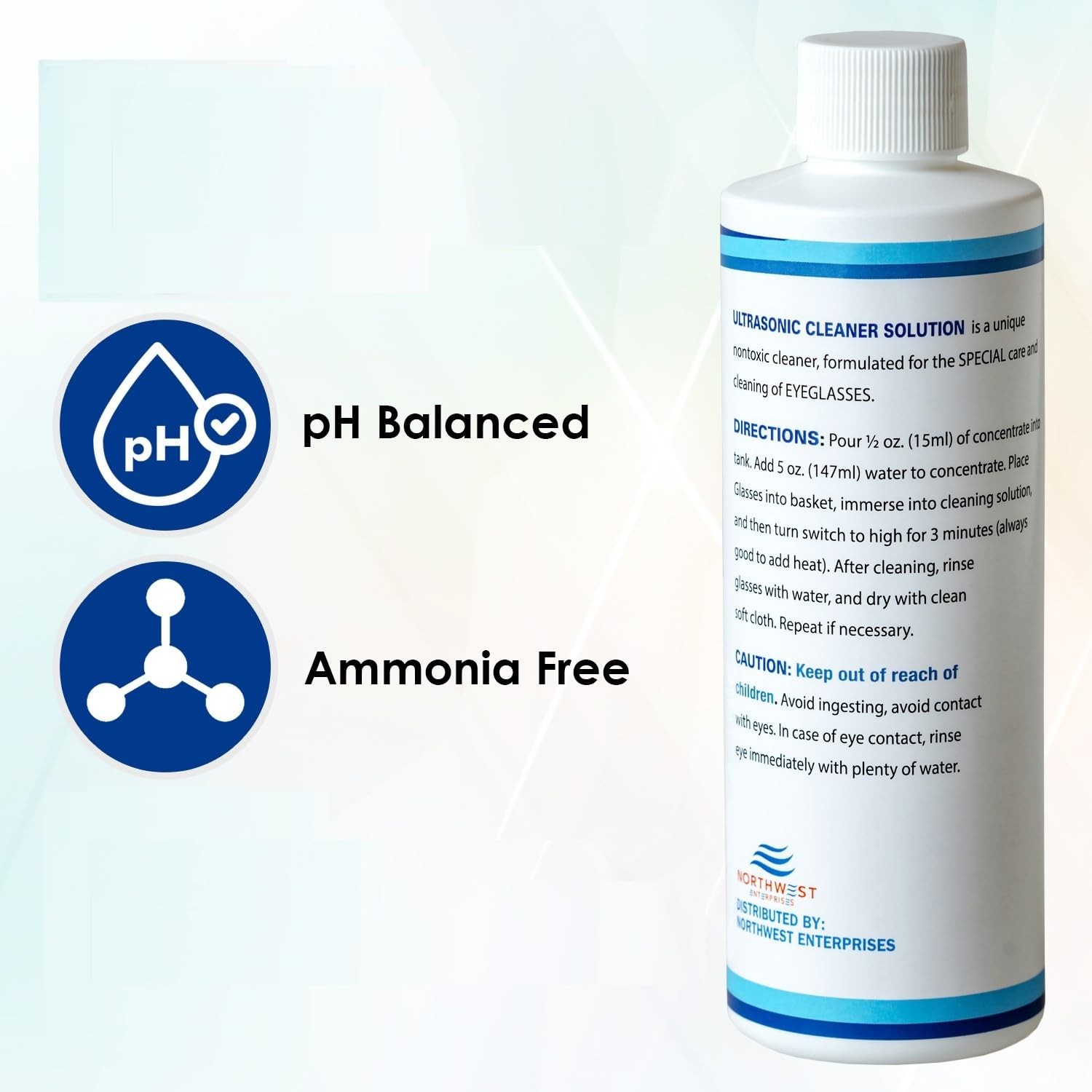 Ultrasonic Eyeglass Cleaner Concentrate 32 oz – Removes Oil, Makeup & Grime