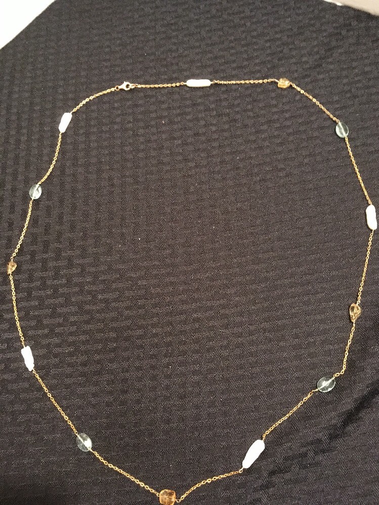 Fresh Water Pearl And Glass and Gold Over Silver 42 Inches