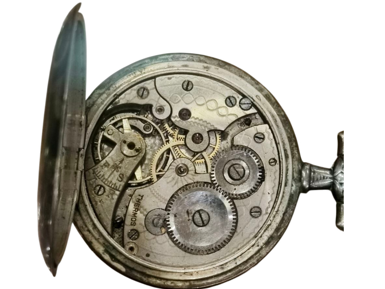 Vintage Pocket Watch – Silver Case with Niello – Horses Design – For Restoration