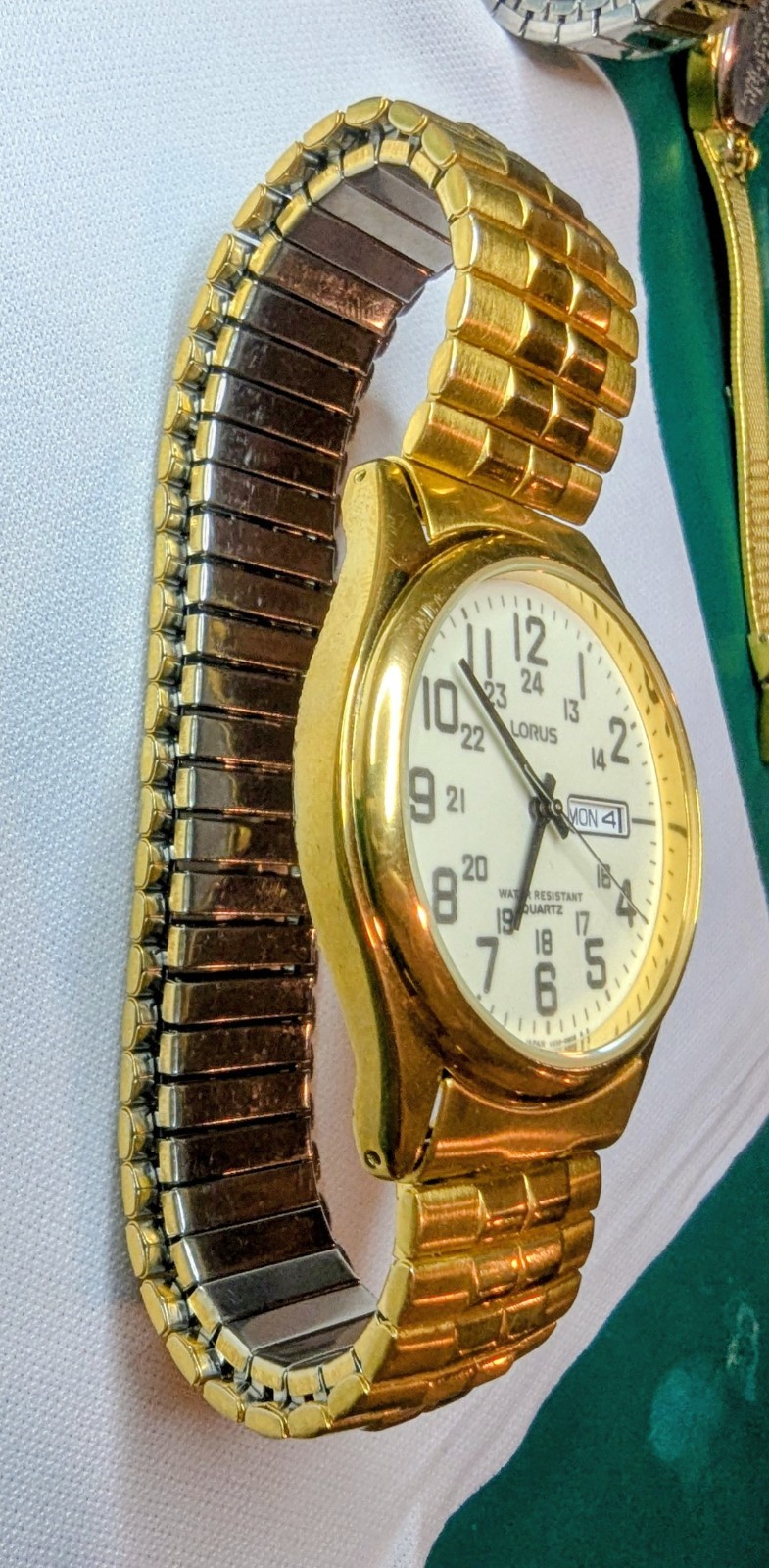 Nostalgic ’80s Lorus Gold Plate Dress. Original Stretch B’let, Runs/Looks Great.