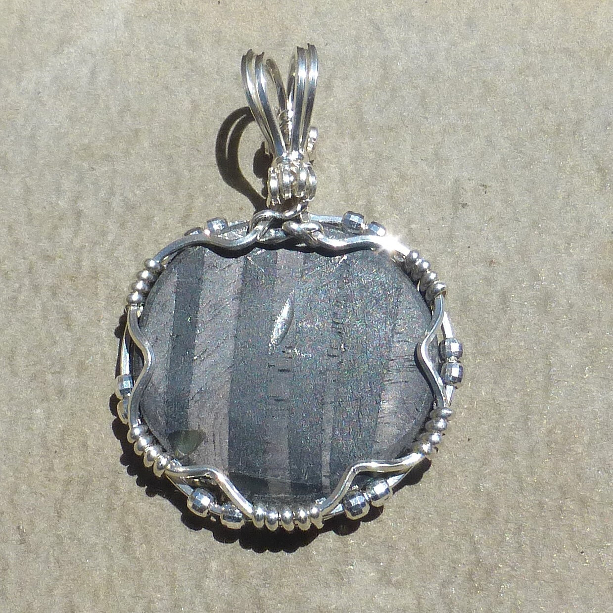 Natural Hypersthene cabochon in Sterling silver PENDANT (Stone 33.5 TCW)
