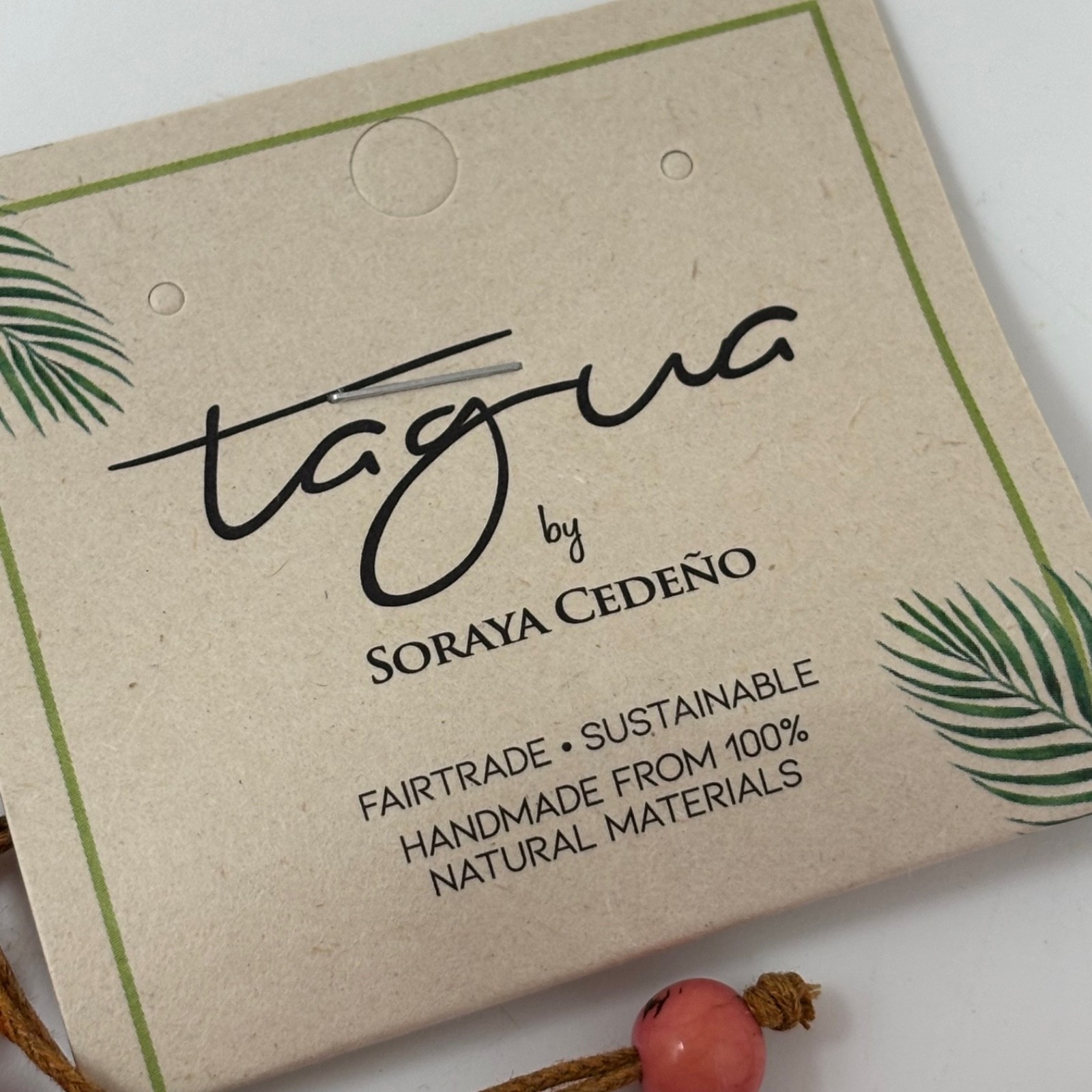 Tagua by Soraya Cedeno Womens Chunky Long Beaded Necklace Red Pink Coconut Shell