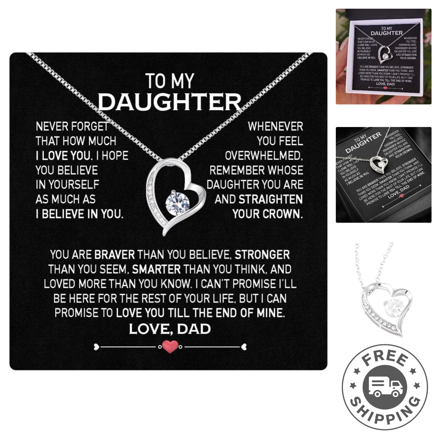 Forever Love Pendant Necklace for Daughter – Graceful Gift for Any Occasion
