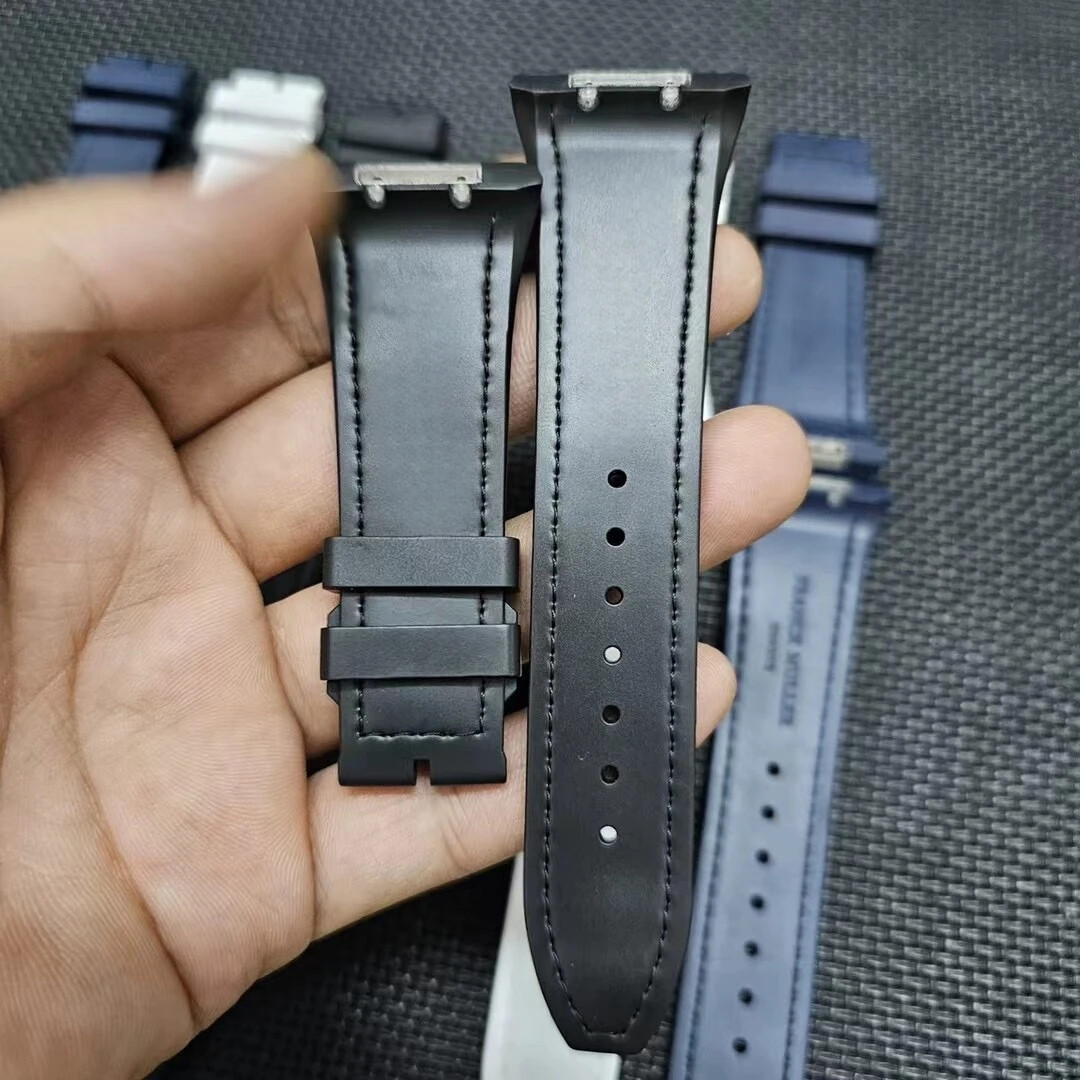 Croco Leather Rubber Watch Strap Fits Franck Muller V45 V41 Series Watches