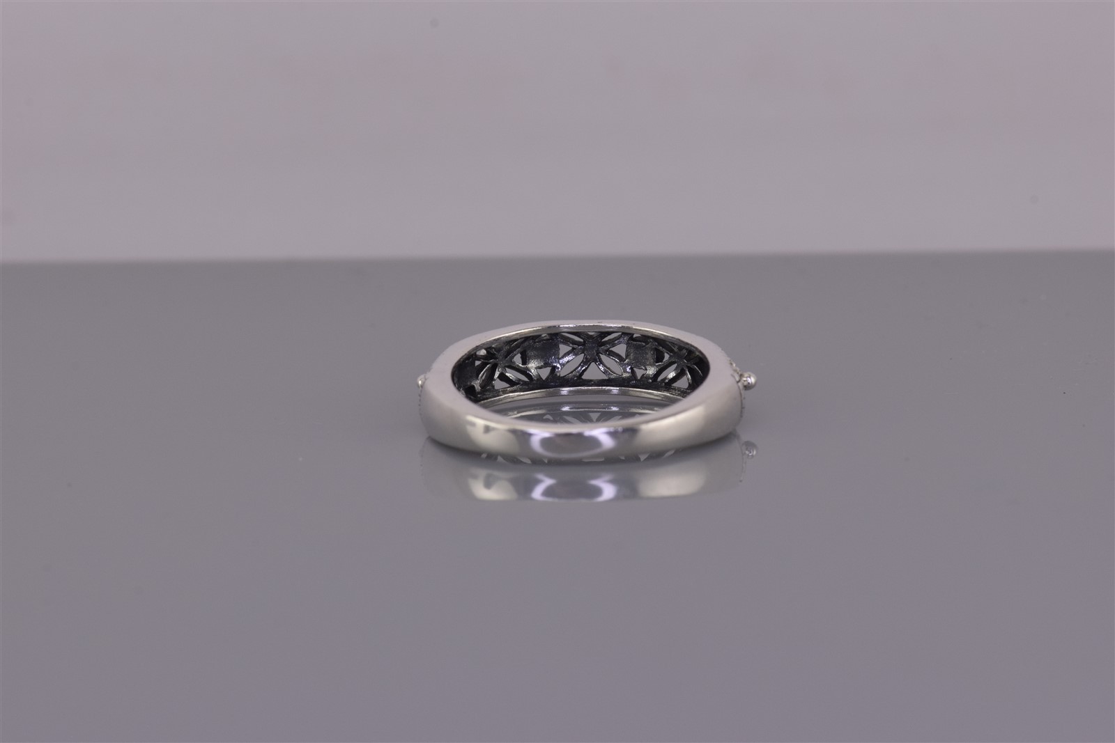 Sterling Silver 5mm Beaded Filigree Flower Openwork Band Ring 925 Sz: 7