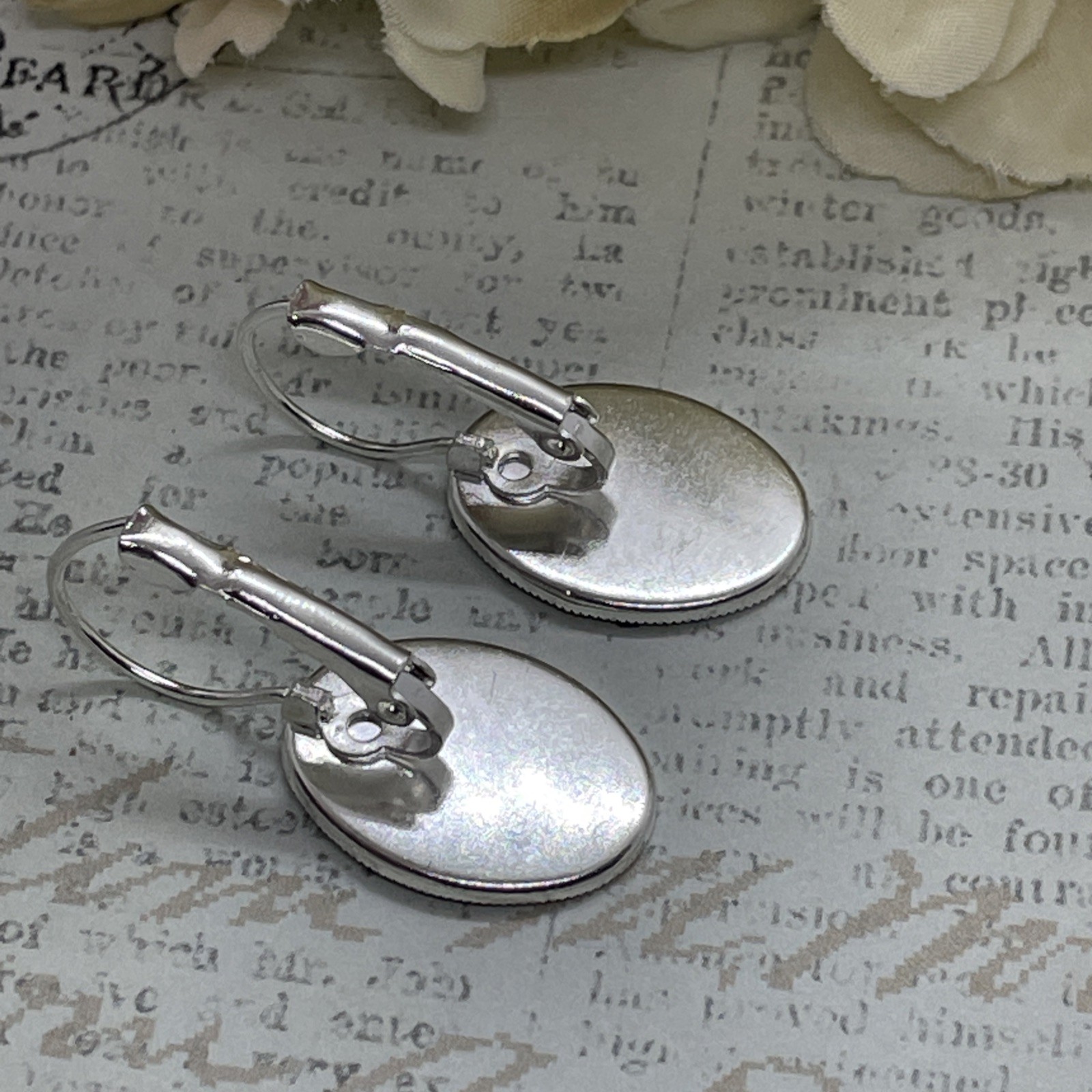 Pink White Hummingbird Silver Boutique French Wire Cameo Earrings Wedding Mom