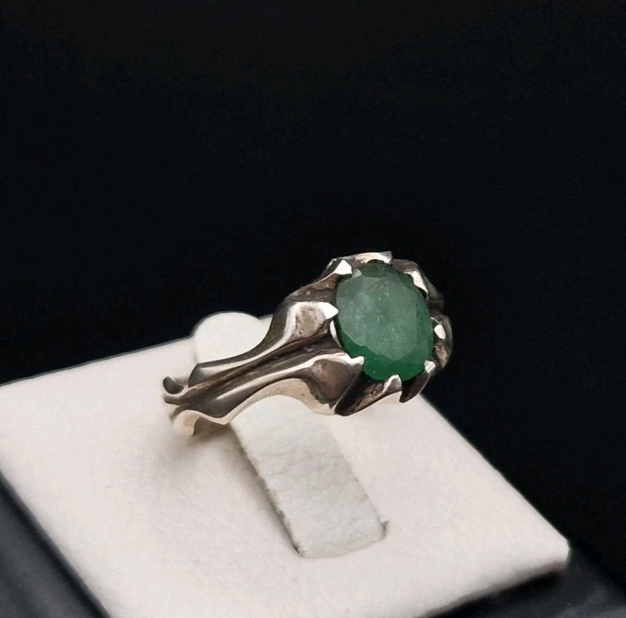 Emerald Emerald Silver Ring Handmade 925 Silver Silver Ring Handcrafted