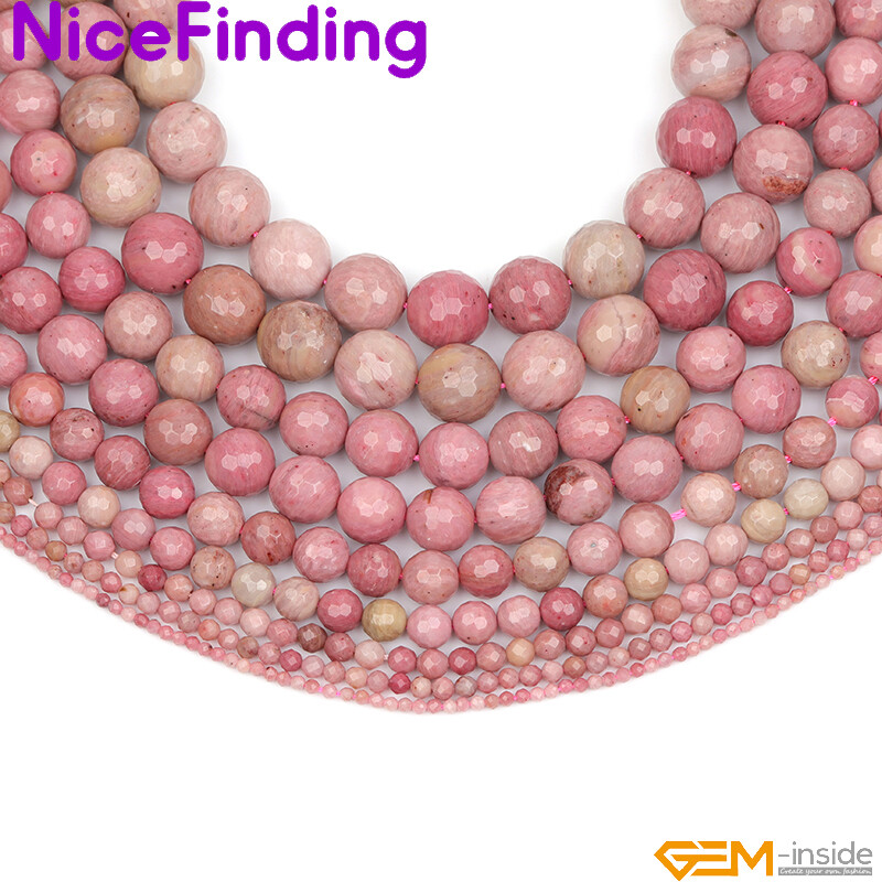 Natural Smooth Faceted Rhodonite Stone Beads For Jewelry Making 6,8,10,12,14mm