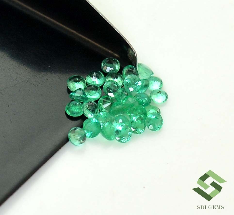 2.50 mm Natural Emerald Round Cut Lot 16 Pcs 1.01 CTS Zambian Loose Gemstones