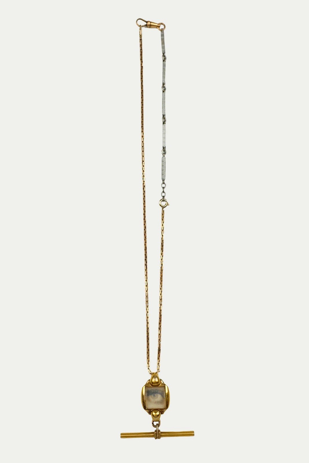 Rolled Gold “Watchful Eye” Pendant With T-Bar On Gold Filled Chains – Reworked