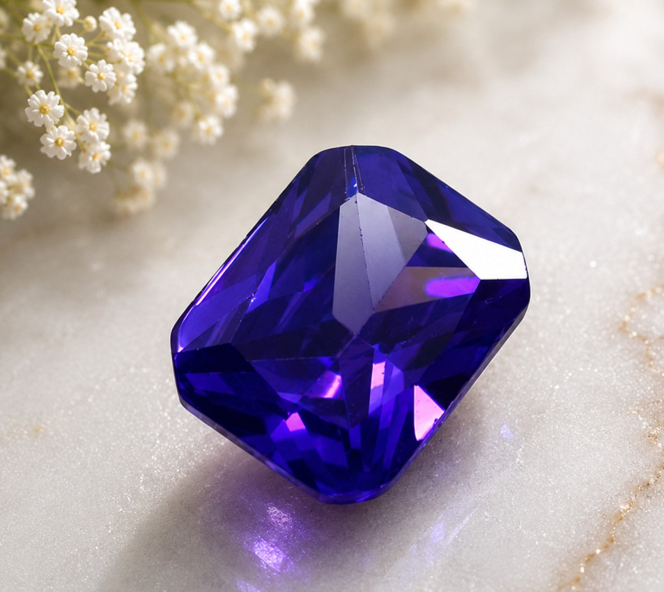 5CT Natural Violet Tanzanite Emerald Cut Loose Gemstone CERTIFIED