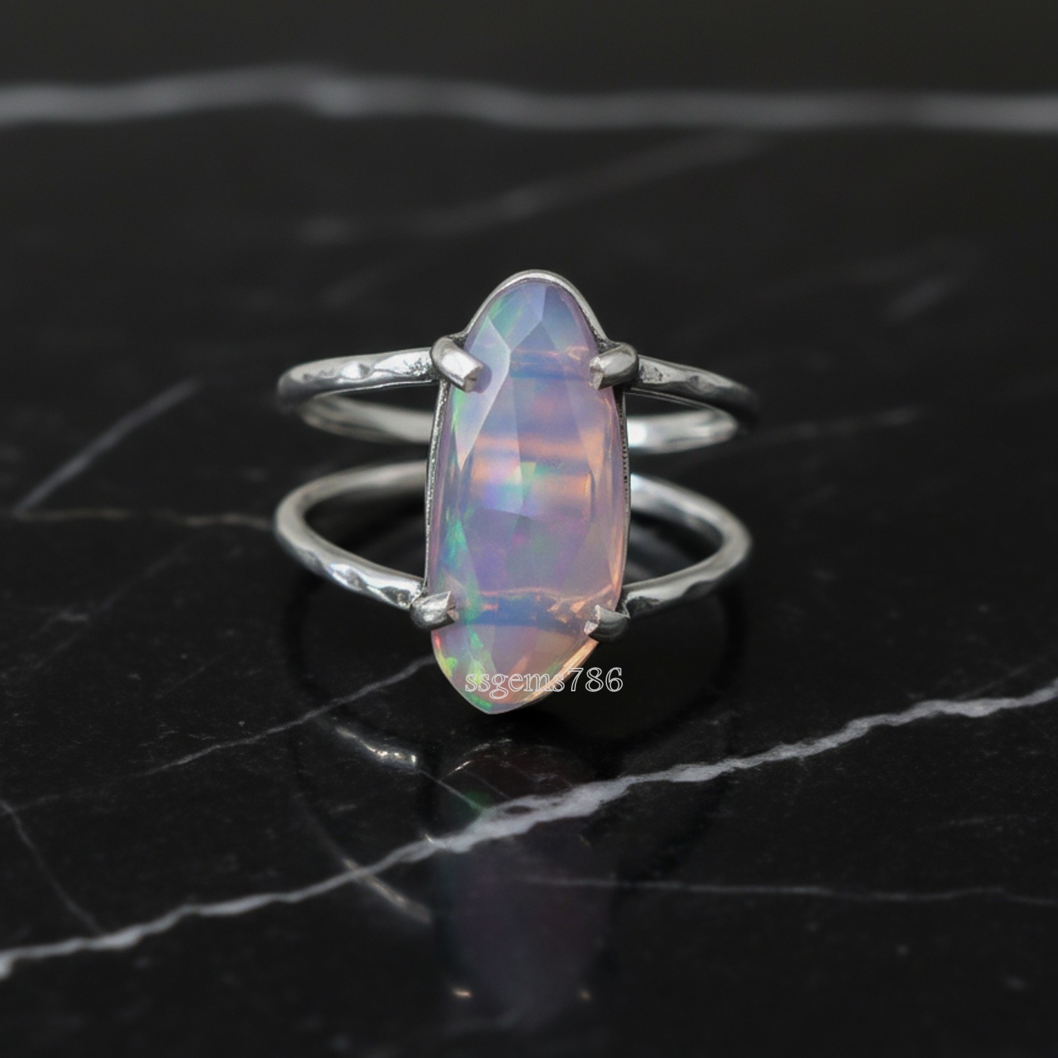 Welo Pink Opal Gemstone 925 Sterling Silver Ring Handmade Jewelry Ring For Gift