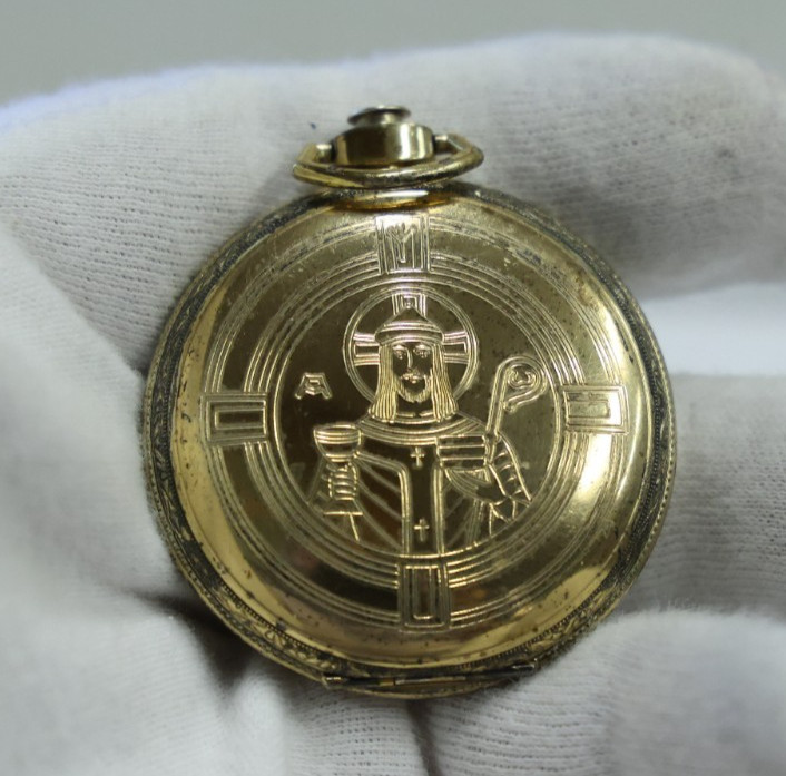 Vintage Sterling (Goldtone) Com Wafer Host Watch Style Case 43.97 Grams