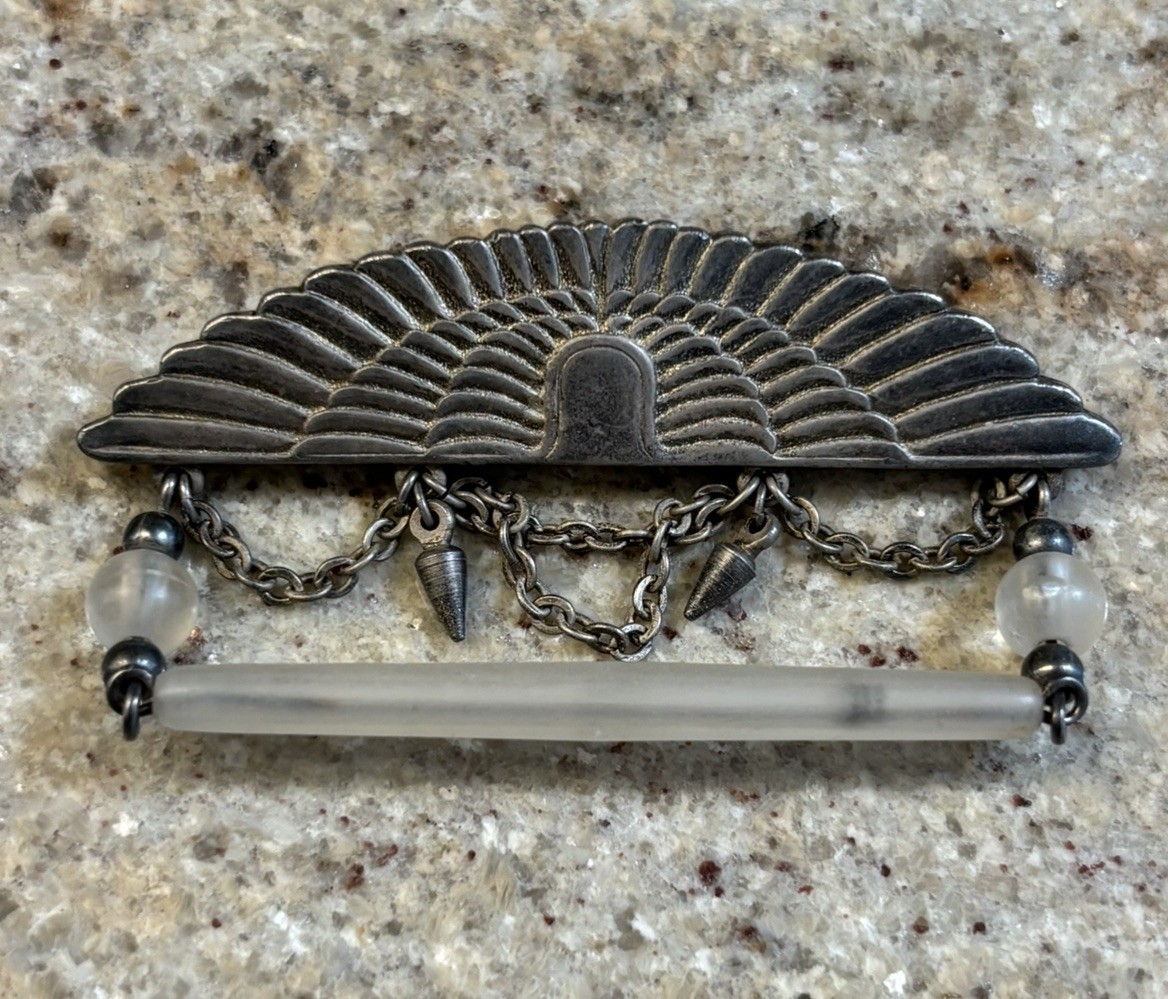 VTG AJC Brooch Pin Silver Tone Dangling Articulated A.J.C Brooch Pin