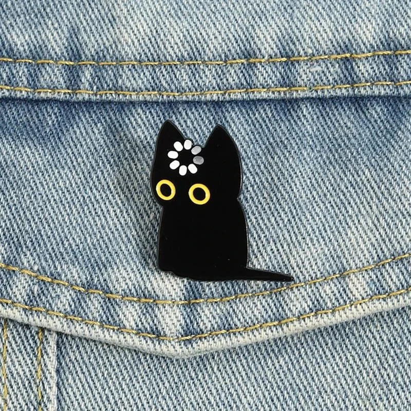 Black Cat Void Enamel Pin Cartoon Kitten Funny Brooch Jewelry Gift