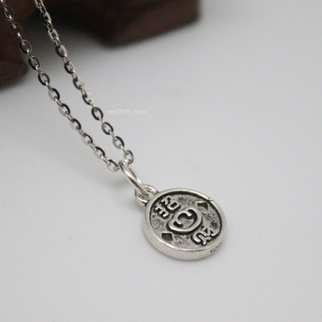 Real 925 Sterling Silver Women Men Lucky Coin Pendant 17*11mm /1.61g Gift