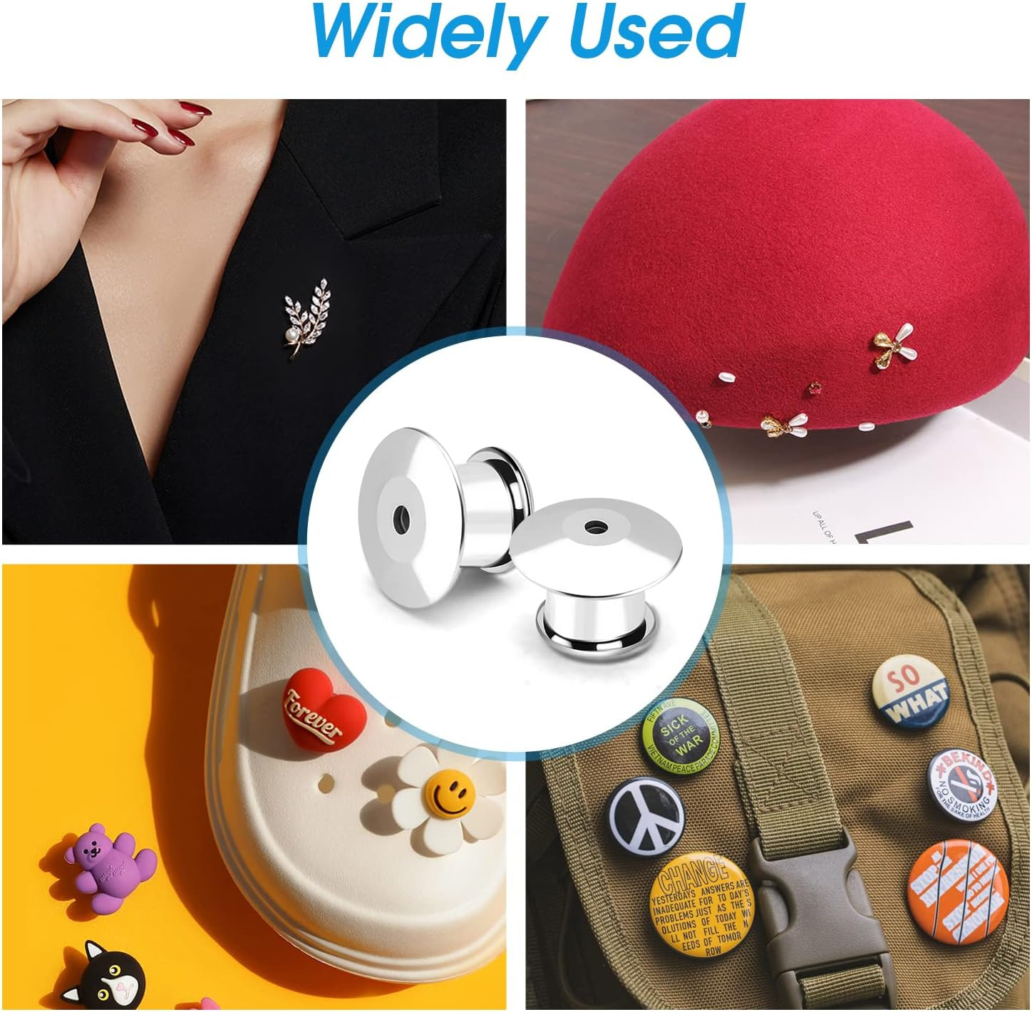 40PCS Locking Pin Back Locking Pin Keeper Clasp, Metal Pin Backing for Brooch En