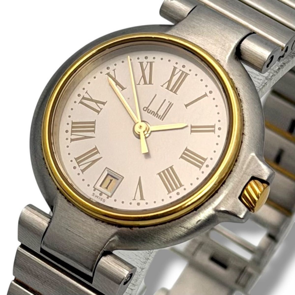 Working dunhill ladies wristwatch quartz combo gold silver