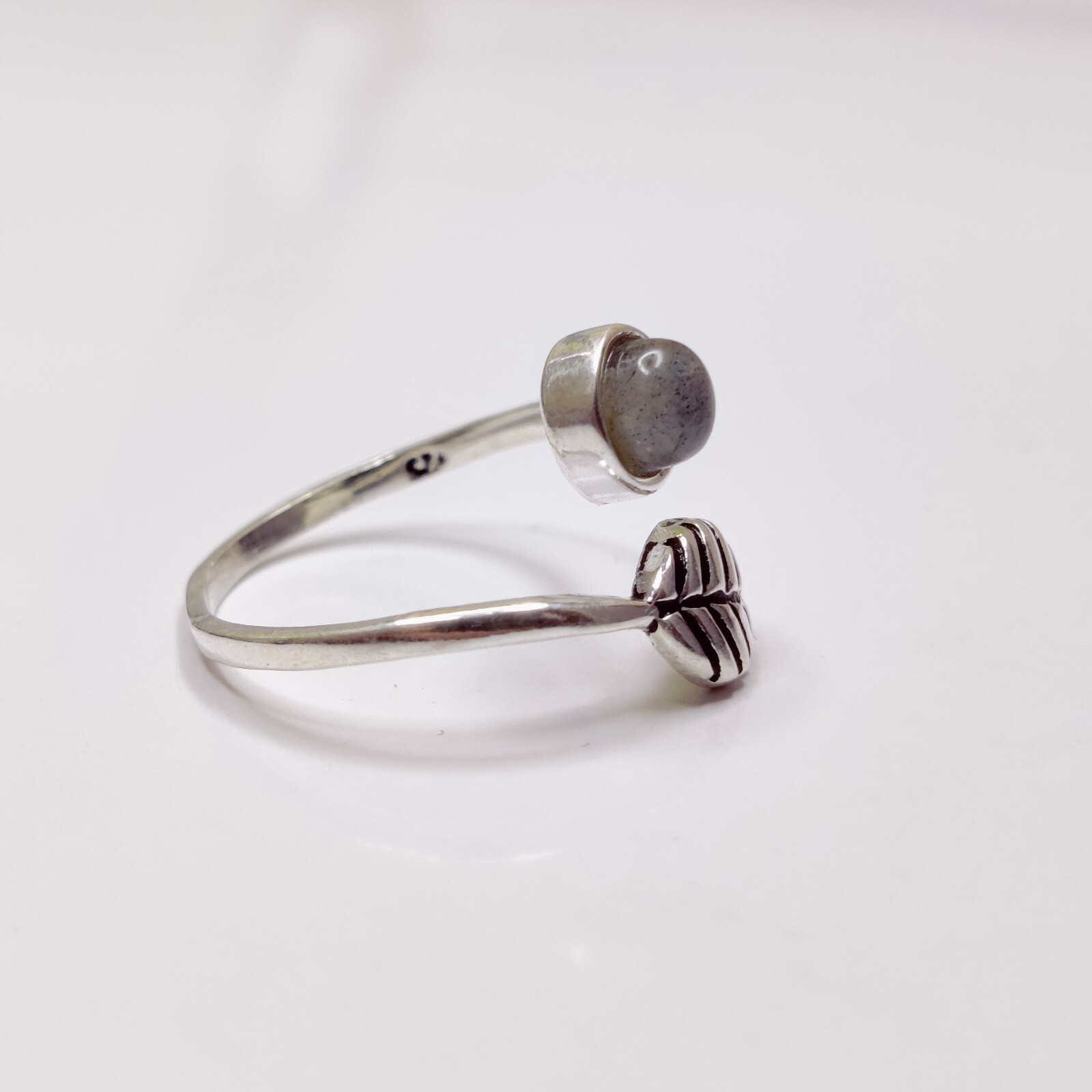Moonstone Gemstone 925Sterling Silver Stackable Leaf ring available in all sizes
