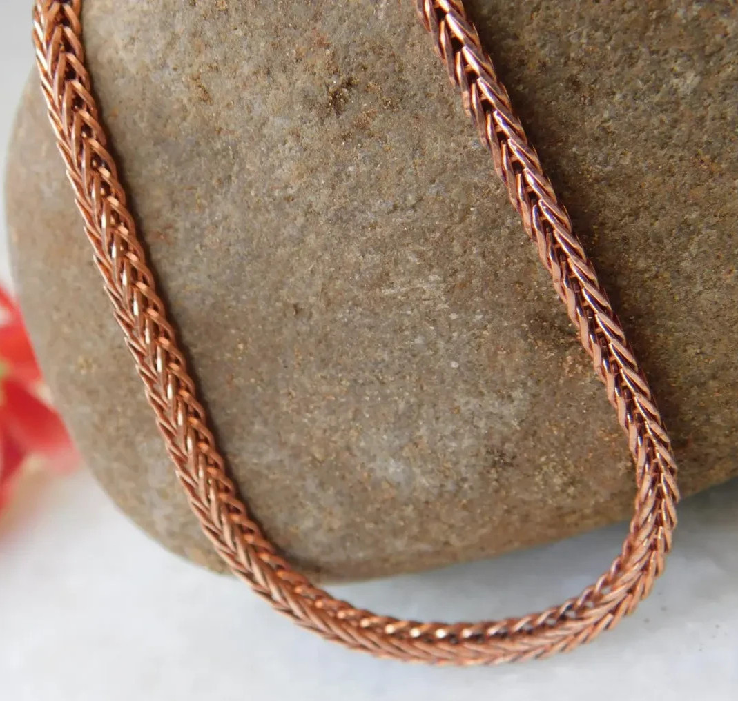 22 inch Pure Copper Flat Foxtail Chain Necklace Healing Copper Jewelry Spiritual