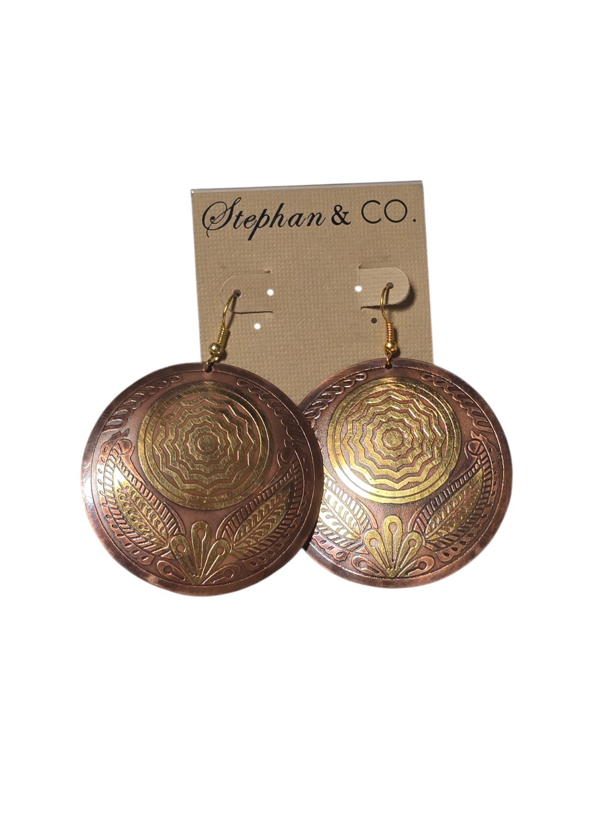 Stephan & Co Women’s Bohemian Brass Copper Hook Earrings NWT