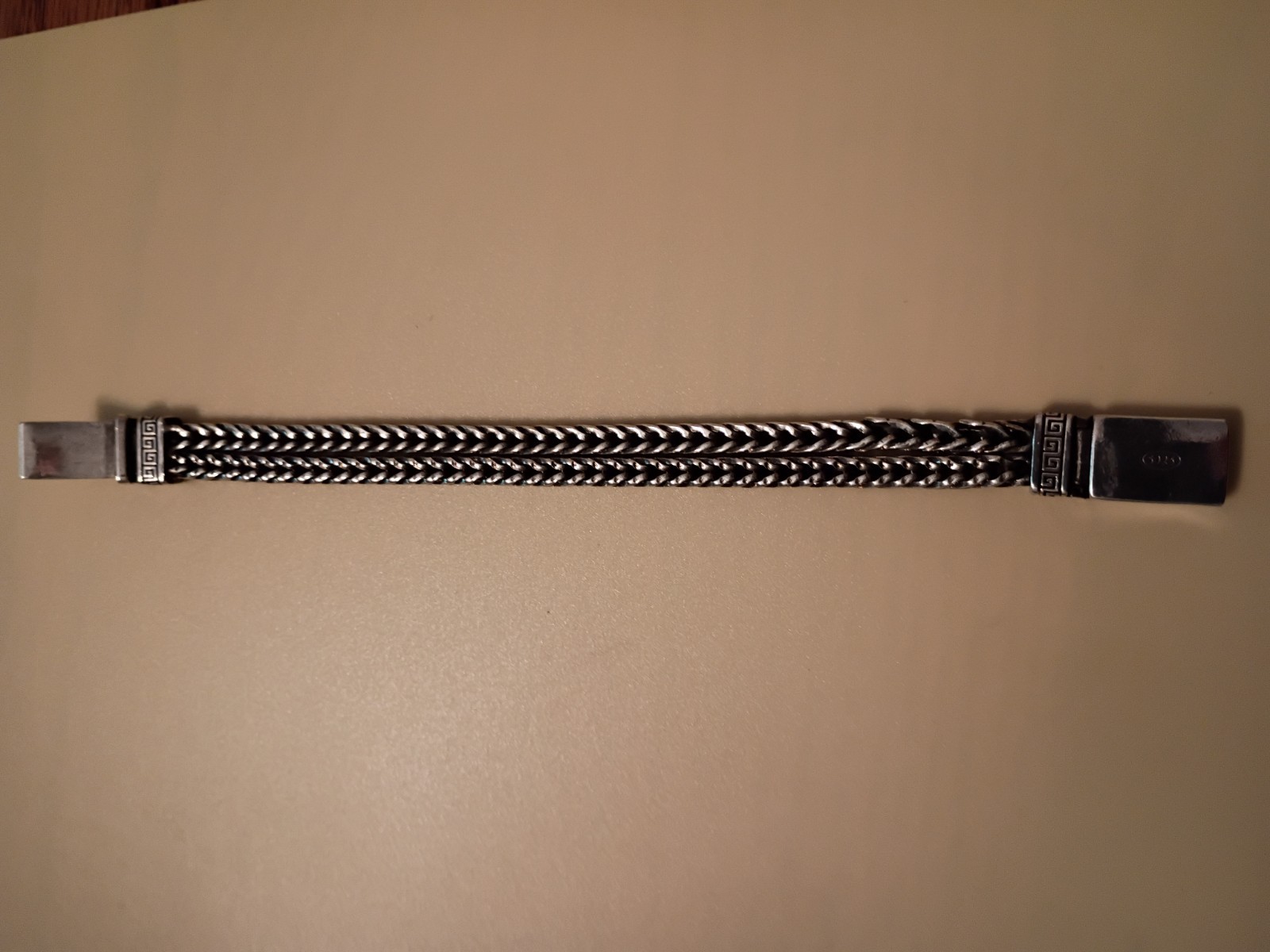 Woman’s 925 Sterling Foxtail Double Chain Bracelet 7″ New Safety Lock Exc Cond!