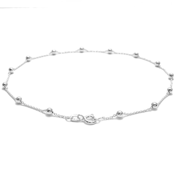 Guaranteed 925 Sterling Silver Bead Bracelet Anklet 5″ 6″ 7″ 8″ 9″ 10″ 11″ 12″
