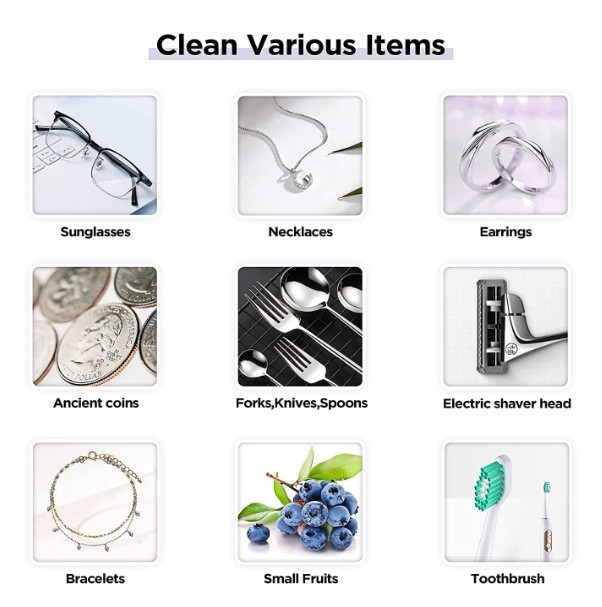 Portable Ultrasonic Jewelry Cleaner 45000Hz 200ml Eyeglasses Ring Watch Cleaner