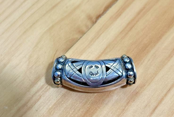 Authentic LAGOS Caviar Sterling Silver 925 & 18K Gold Curved Tube Slider Charm