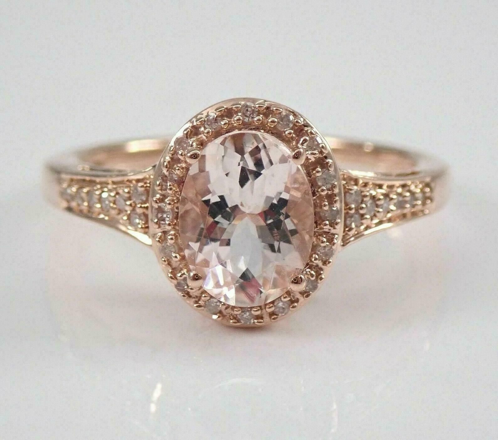 3.60Ct Oval Cut Morganite Diamond Halo Engagement Ring 14K Rose Gold Finish.
