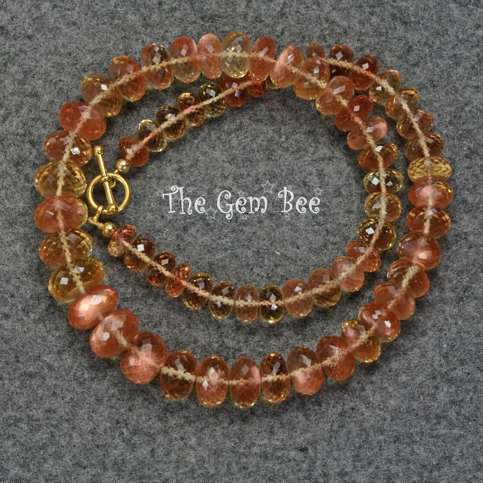 Rare Large 425CT 8.3mm-14.2mm Oregon Sunstone Faceted Size Rondelle Beads 18″ St